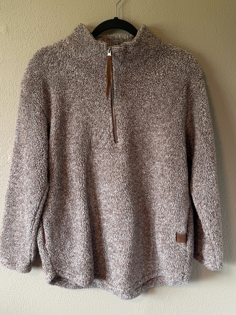 Maurice’s Taupe Sherpa Quarter Zip Pullover Sweater Size Medium